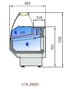 Kühltheke PROFI 100 - rundes Frontglas, 1050 mm, mit LED-Beleuchtung