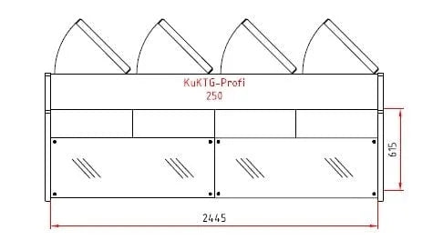 Kuchentheke Profi 250 gerades Frontglas