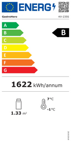Kühlvitrine ECO 235 Liter, LED-Beleuchtung, 4 Roste, schwarz