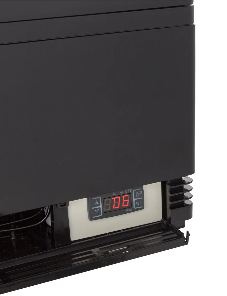 Kühlvitrine ECO 58 Liter, LED-Beleuchtung, 2 Roste, schwarz