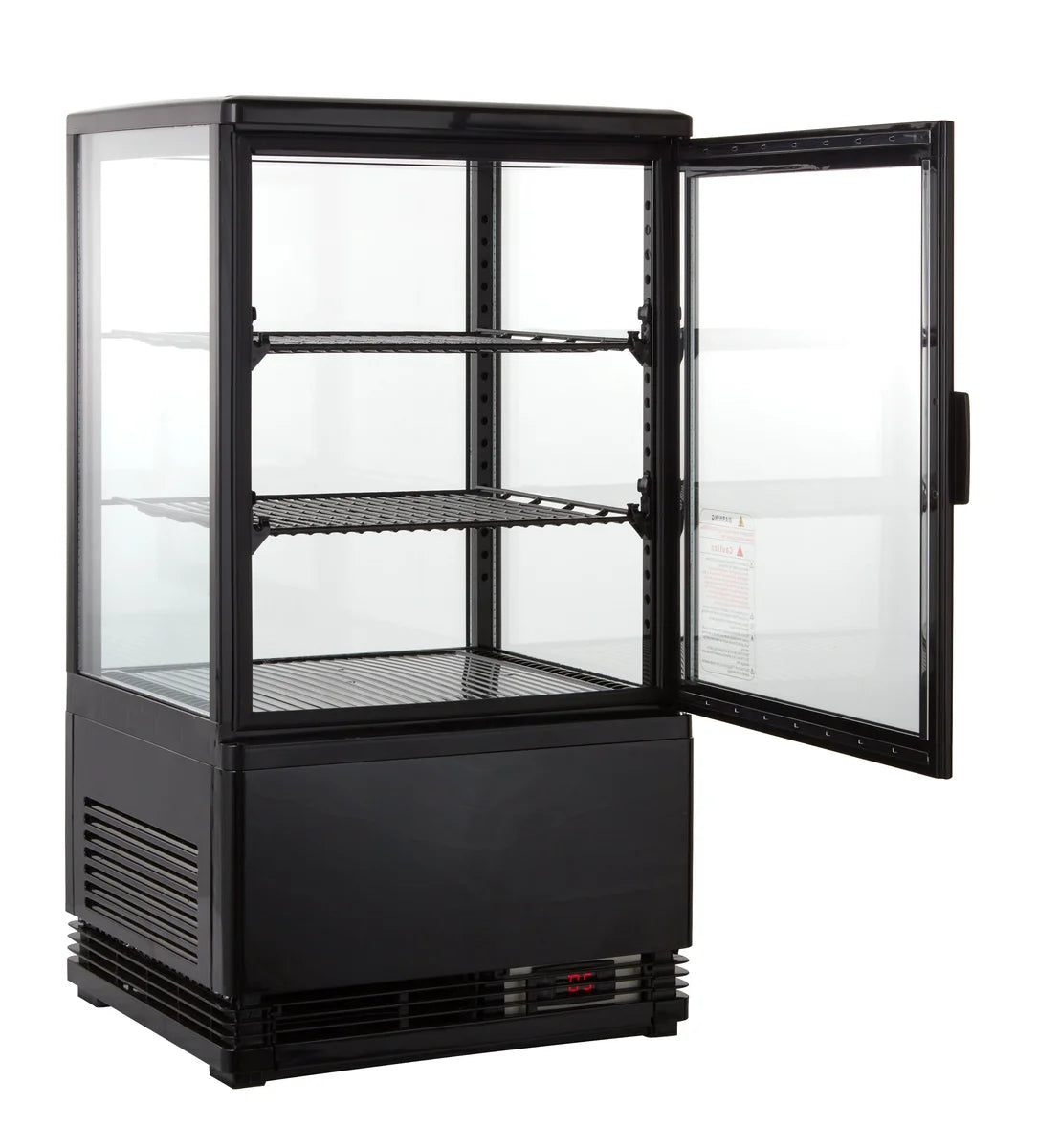 Kühlvitrine ECO 58 Liter, LED-Beleuchtung, 2 Roste, schwarz