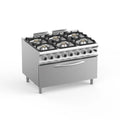 Gasherd Dexion Lux 980 - 120/90 mit großem Gas-Grillbackofen - 4 Kochstellen - 64 kW
