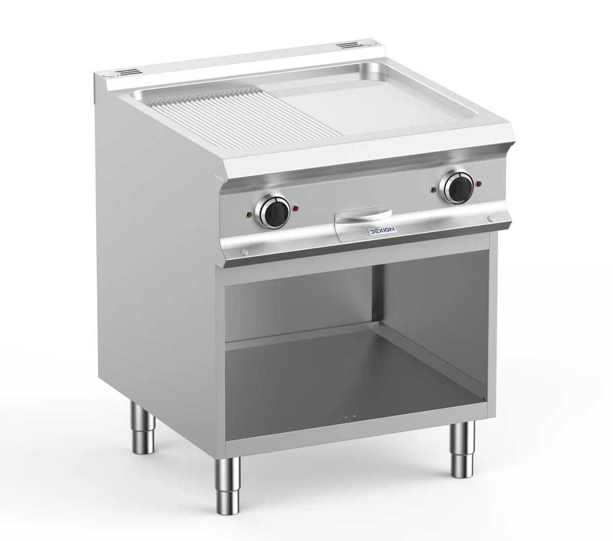 Elektrogrillplatte Dexion Lux 700 - 70/73 - ½ glatt, ½ gerillt, verchromt - 10 kW