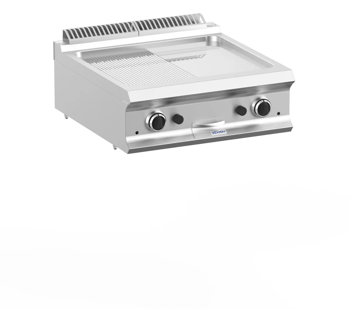 Gasgrillplatte Dexion Lux 700 - 70/73  - ½ glatt, ½ gerillt, verchromt - Tischgerät - 14 kW