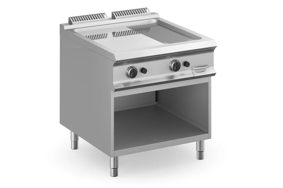 Gasgrillplatte Dexion Lux 980 - 80/90 - 2/3 glatt, 1/3 gerillt, verchromt - 18,4 kW