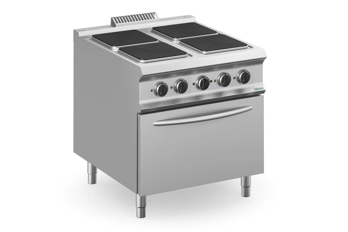Elektroherd Dexion Lux 980 - 80/90 mit Elektrobackofen - 4 quadratische Kochfelder - 26 kW