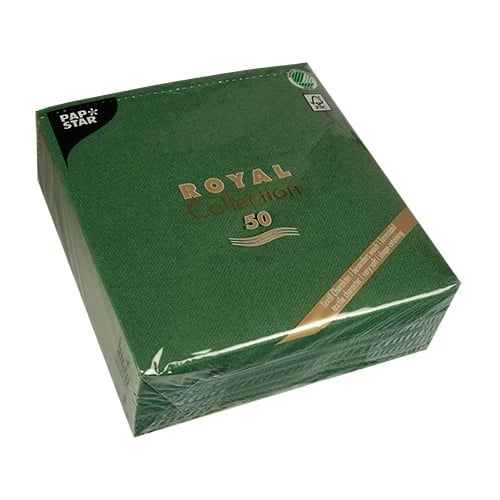 Papstar 50 Servietten ROYAL Collection 1/4-Falz 40 cm x 40 cm dunkelgrün