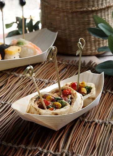 Papstar  Pure  Fingerfood-Schalen L - Schiffchen; Holz - 50 Stk