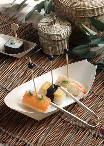 Papstar  Pure  Fingerfood-Schalen M - Schiffchen; Holz - 50 Stk