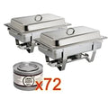 2x Olympia Chafing Dish 1/1 GN, Edelstahl, Milan mit 72 Brennpasten