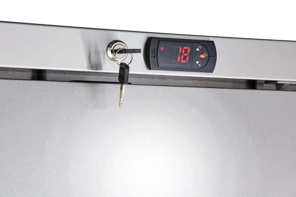 Lagertiefkühlschrank ECO 590 Liter Kühlvolumen, mit 1 Tür, abschließbar, Edelstahl