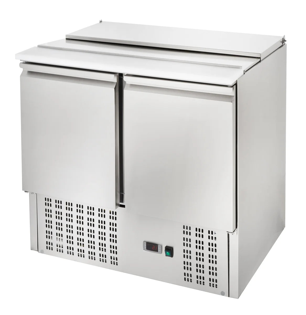 GastroHero Saladette Eco 1370 mit Kühlung, 368 Liter, 3 Edelstahl Türen, 3 Einlegeböden, GN-Behältereinlass, Geringer Energieverbrauch, Digitale Temperaturanzeige, Gastronomiebedarf GastroHero Saladette Eco 1370 mit Kühlung, 368 Liter, 3 Edelstahl Türen, 3 Einlegeböden, GN-Behältereinlass, Geringer Energieverbrauch, Digitale Temperaturanzeige, Gastronomiebedarf