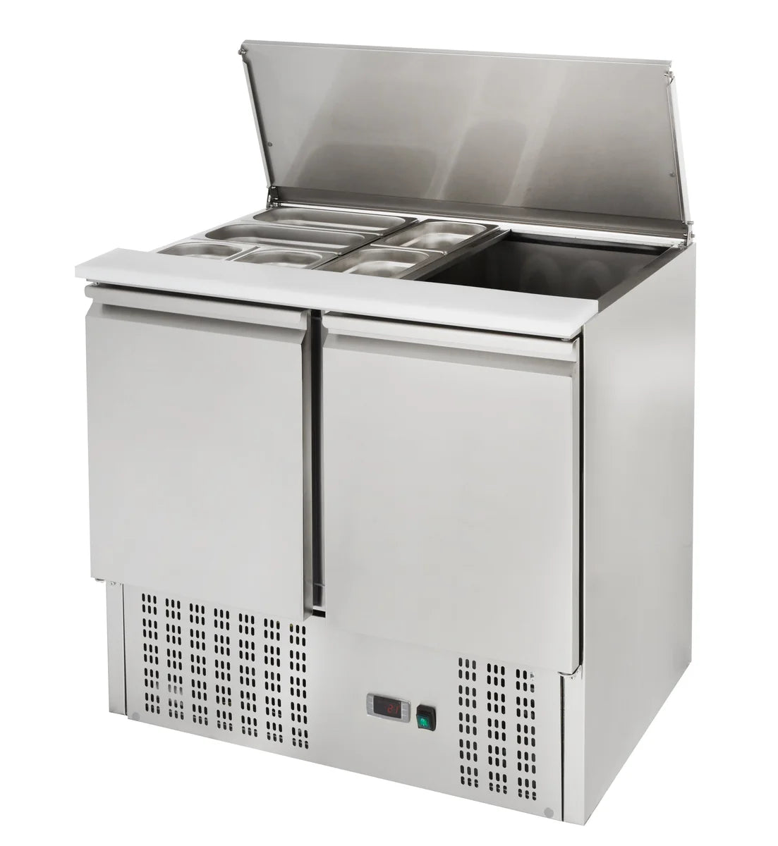 Gastro Saladette ECO 900 mit Klappdeckel - 240 Liter, 3kW/h, Platz für 2 x 1/1 GN Behälter, statische Kühlung Online-Shop Gastro Saladette ECO 900 mit Klappdeckel - 240 Liter, 3kW/h, Platz für 2 x 1/1 GN Behälter, statische Kühlung Online-Shop