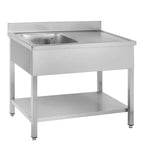 Spültisch Basic 10x6 mit 1 Becken links, Aufkantung und Grundboden