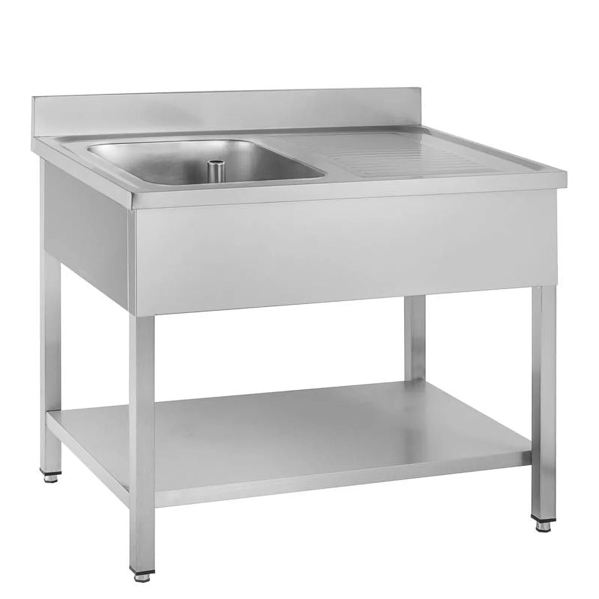 Spültisch Basic 10x6 mit 1 Becken links, Aufkantung und Grundboden