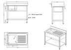 Spültisch Basic 10x6 mit 1 Becken links, Aufkantung und Grundboden