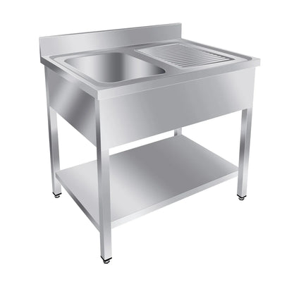 
Spültisch Basic 10x7 mit 1 Becken links, Aufkantung und Grundboden