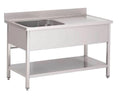Spültisch Basic 12x6 mit 1 Becken links, Aufkantung und Grundboden