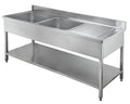 Spültisch Basic 16x6 mit 2 Becken links