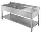 Spültisch Basic 16x6 mit 2 Becken links