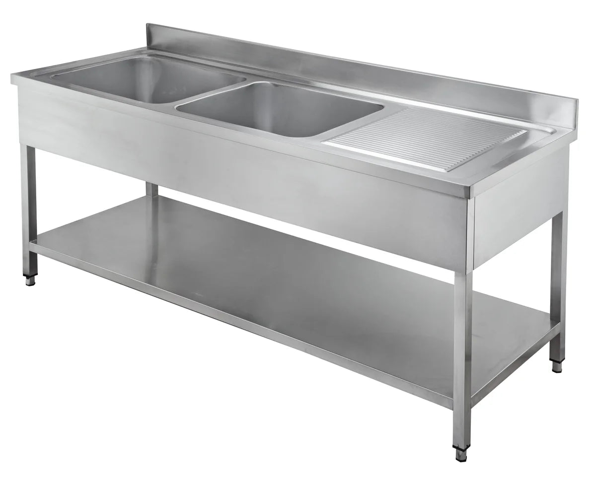 Spültisch Basic 16x6 mit 2 Becken links