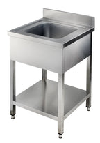Spültisch Basic 6x6 mit 1 Becken, Aufkantung und Grundboden