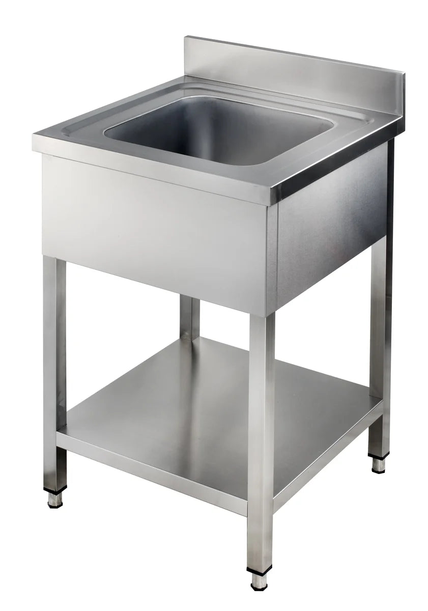 Spültisch Basic 6x6 mit 1 Becken, Aufkantung und Grundboden