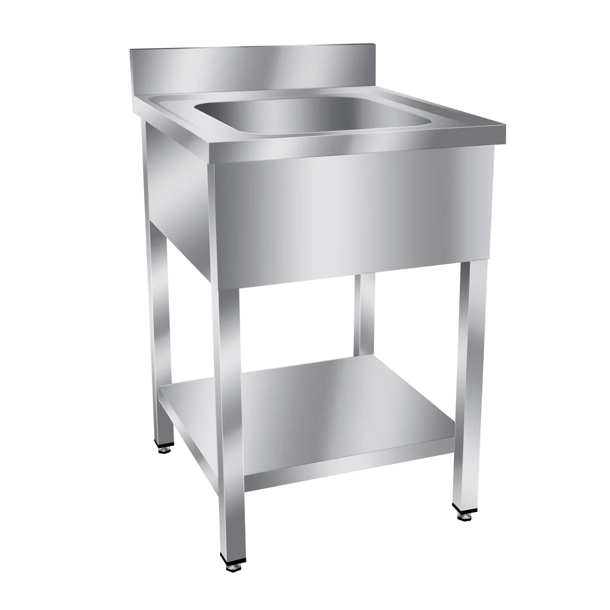 Spültisch Basic 6x7 mit 1 Becken, Aufkantung und Grundboden
