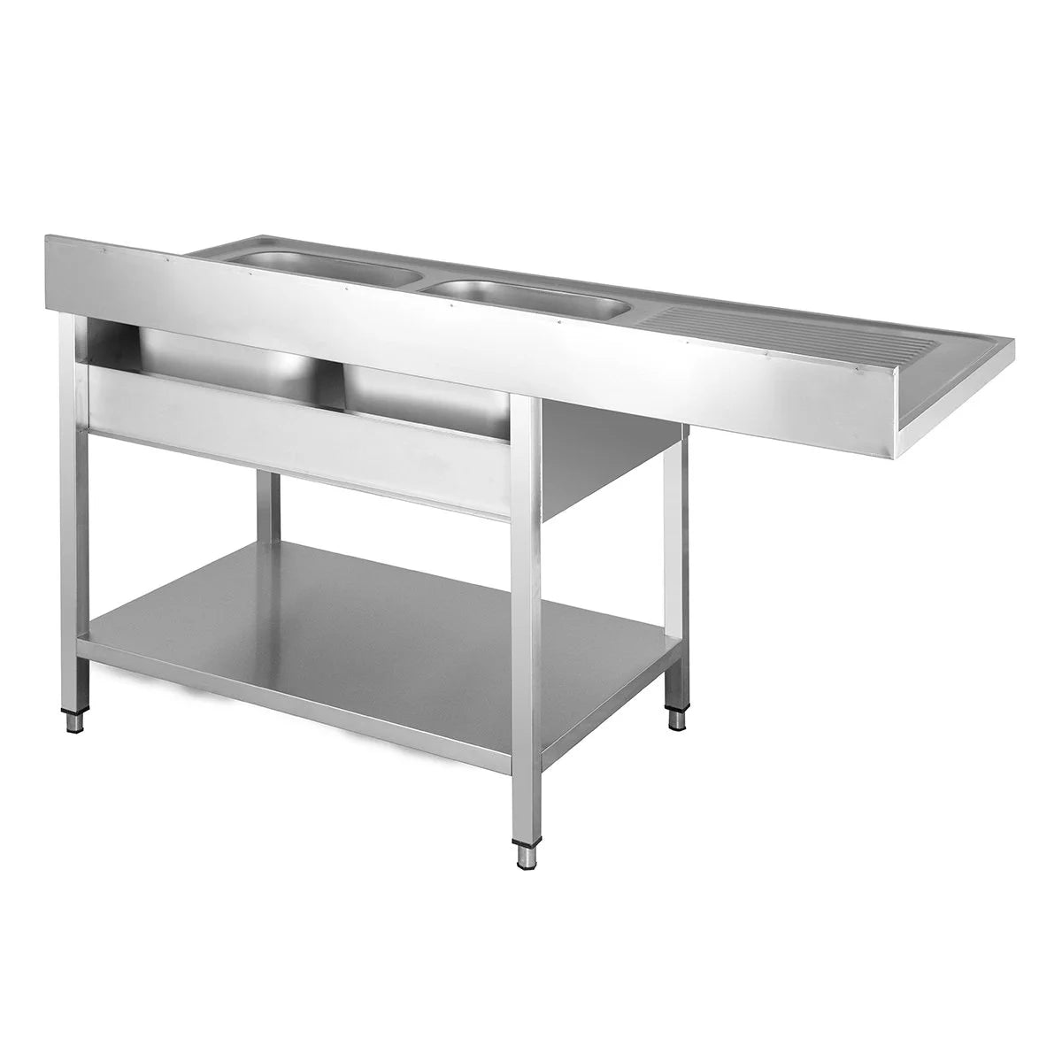 Spülzentrum Basic 16x6 mit 2 Becken rechts, Aufkantung und Grundboden