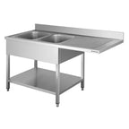 Spülzentrum Basic 16x7 mit 2 Becken links, Aufkantung und Grundboden