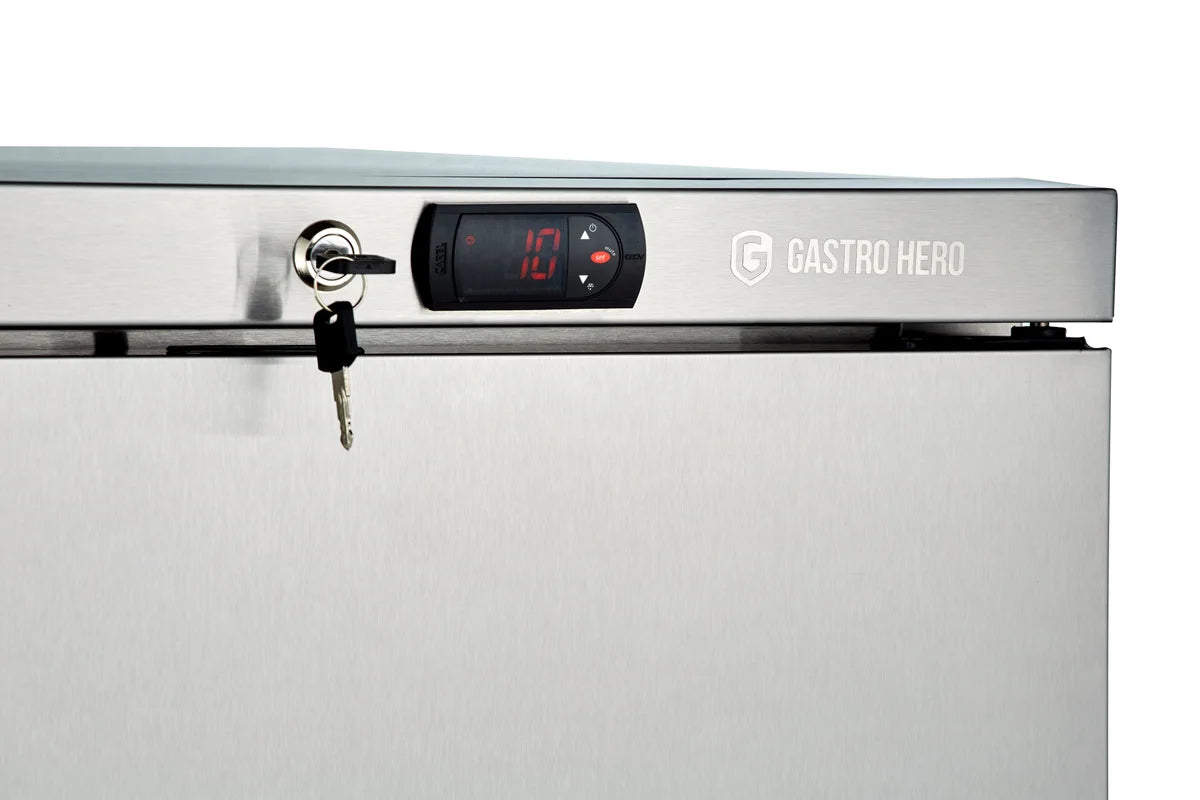 Lagerkühlschrank ECO 170 Liter Kühlvolumen, mit 1 Tür, abschließbar, Edelstahl