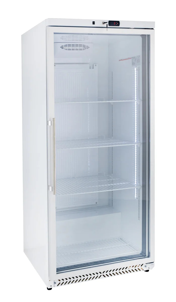 Lagerkühlschrank ECO 590 Liter Kühlvolumen, mit 1 Glastür, abschließbar, LED, weiß