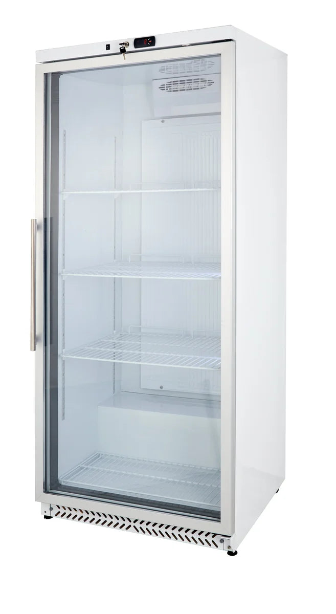 Lagerkühlschrank ECO 590 Liter Kühlvolumen, mit 1 Glastür, abschließbar, LED, weiß
