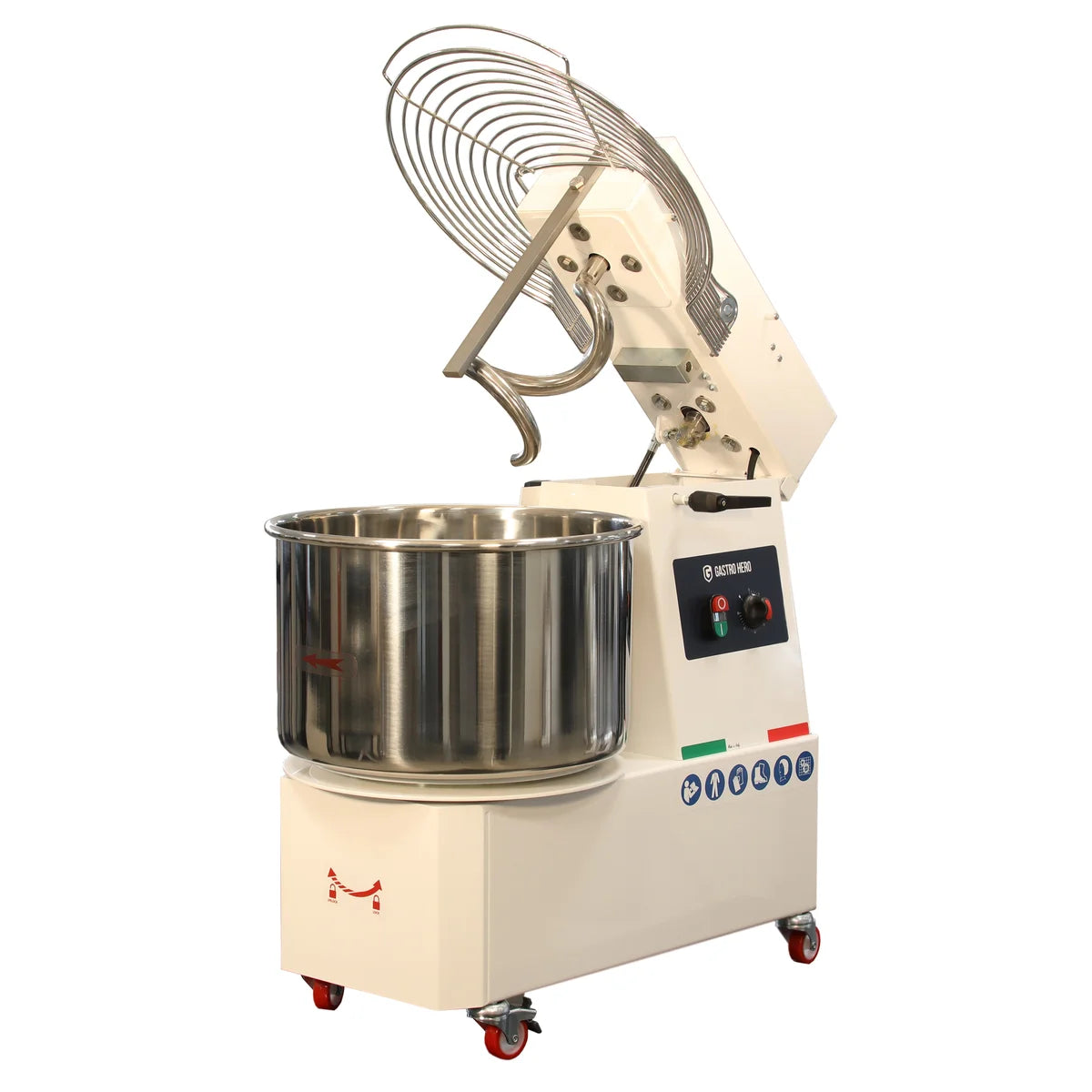 Spiral-Teigknetmaschine PROFI 22 Liter 400V mit Rollen - variabler Kopf