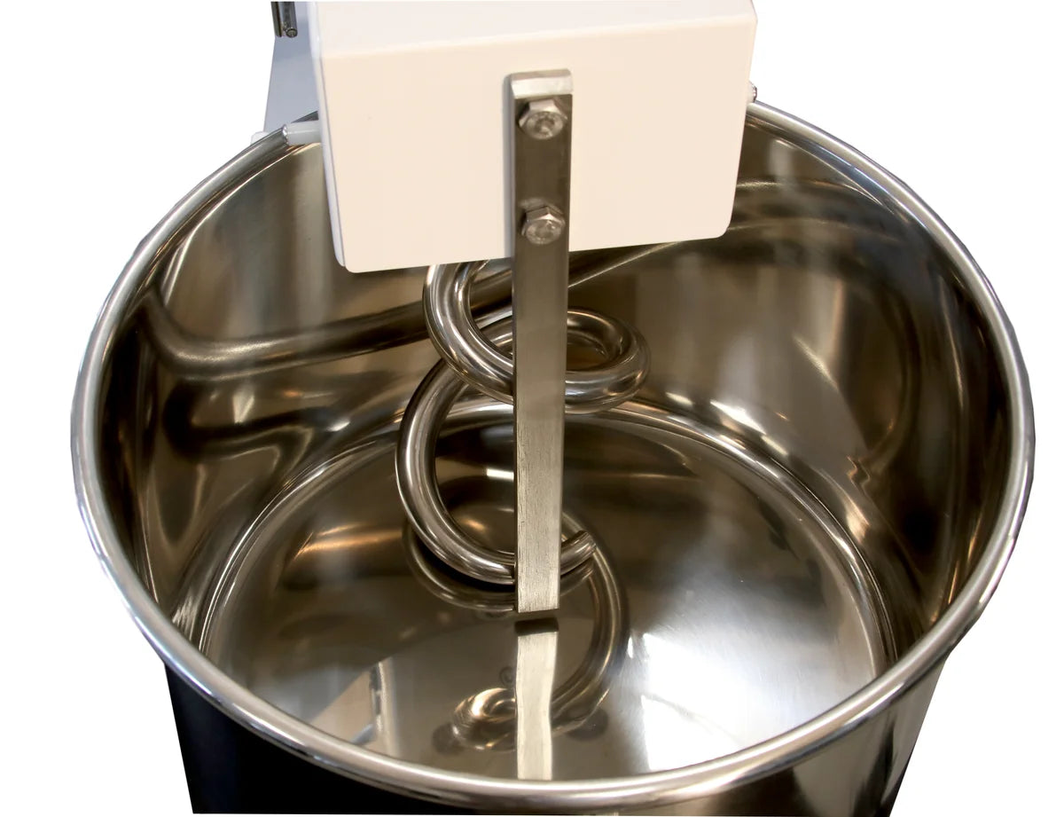 Spiral-Teigknetmaschine PROFI 22 Liter 400V mit Rollen - fester Kopf und 2 Geschwindigkeiten