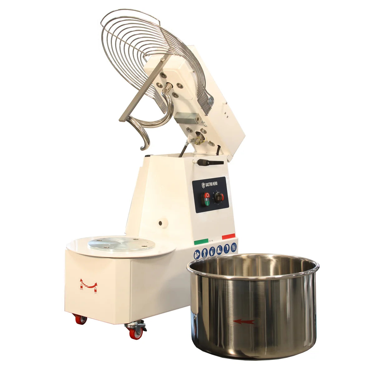 Spiral-Teigknetmaschine PROFI 33 Liter 400V mit Rollen - variabler Kopf