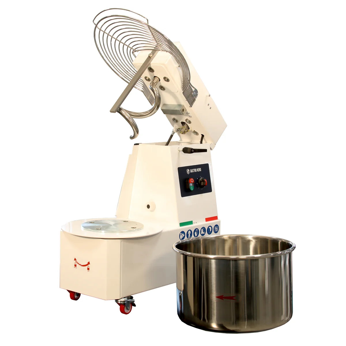 Spiral-Teigknetmaschine PROFI 42 Liter 400V mit Rollen - variabler Kopf