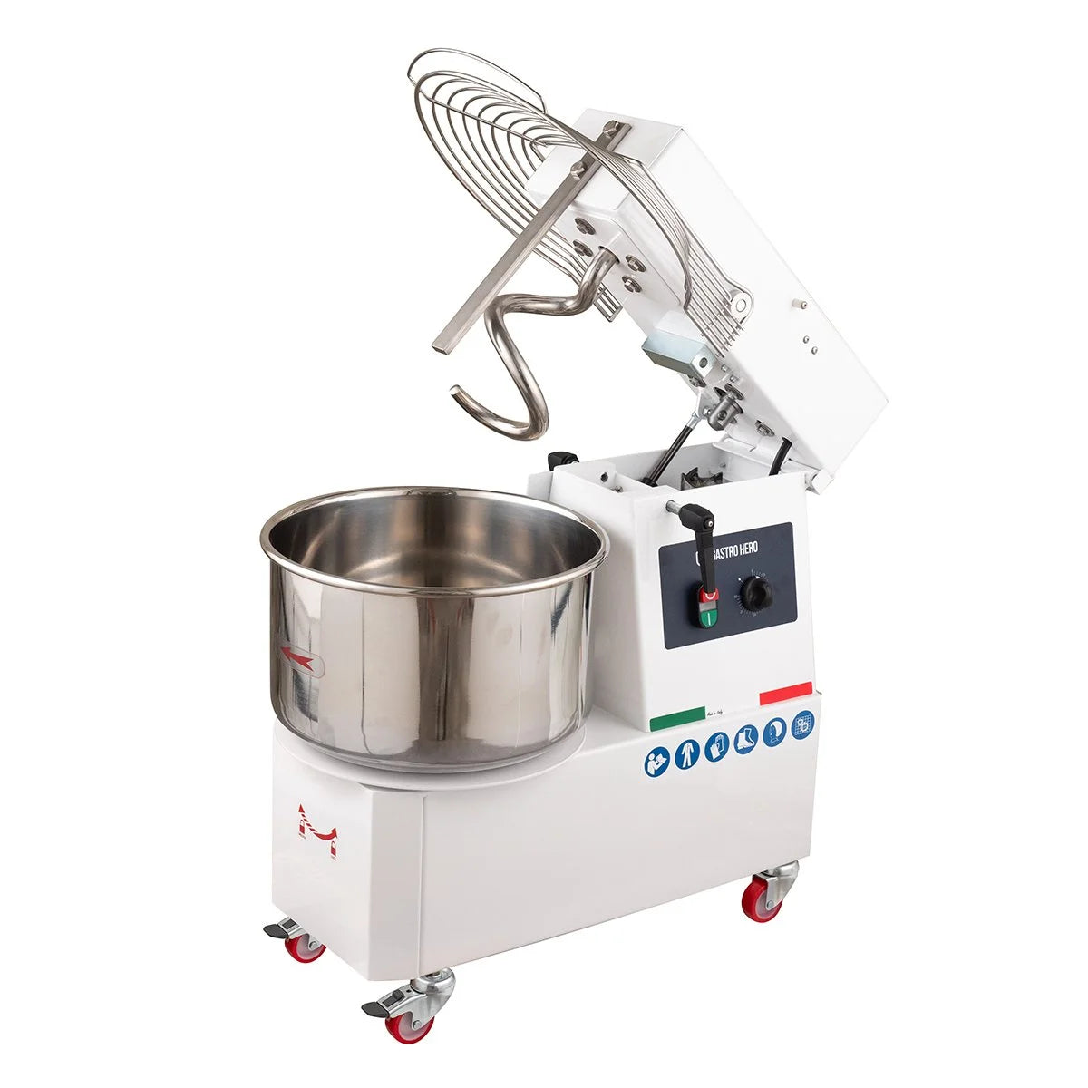 Spiral-Teigknetmaschine PROFI 42 Liter 230V mit Rollen - variabler Kopf