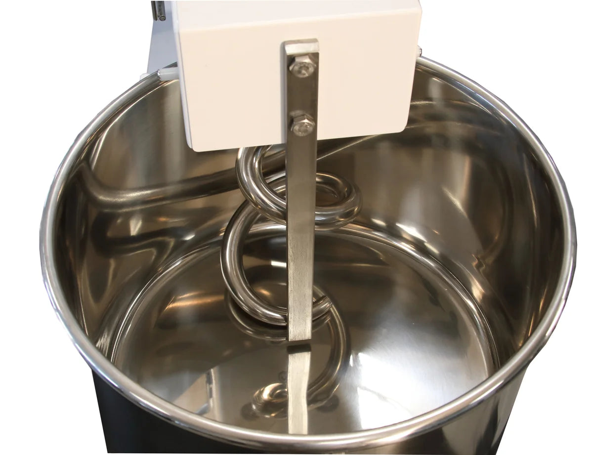 Spiral-Teigknetmaschine PROFI 53 Liter 400V mit Rollen - fester Kopf und 2 Geschwindigkeiten