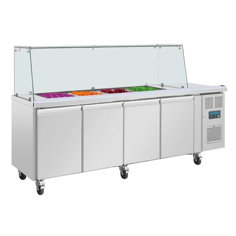 Viertürige Saladette Thekenkühlschrank der Polar U-Serie mit Schutz