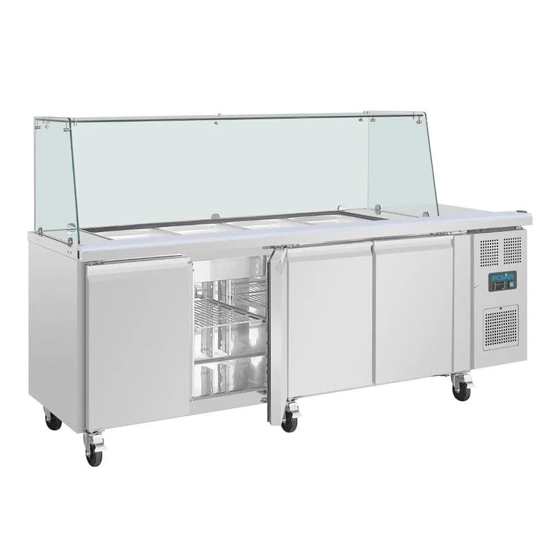 Viertürige Saladette Thekenkühlschrank der Polar U-Serie mit Schutz