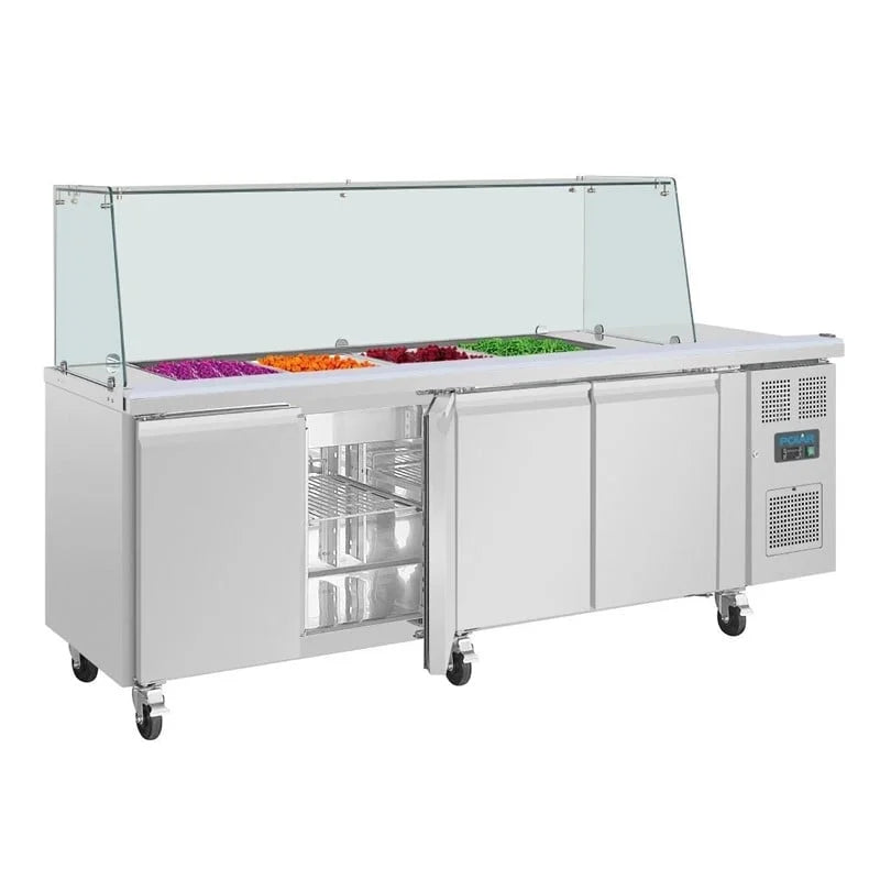 Viertürige Saladette Thekenkühlschrank der Polar U-Serie mit Schutz