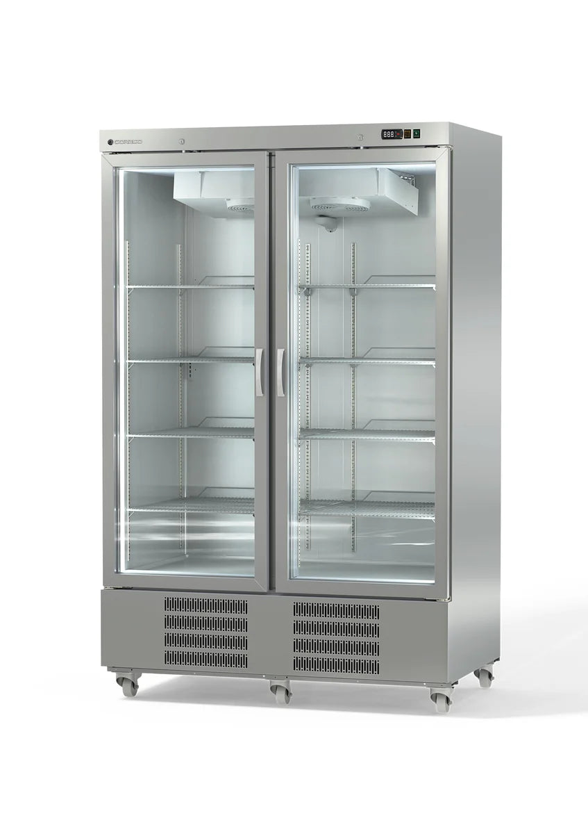 Coreco Edelstahlkühlschrank US Range 1400 mit Glastür