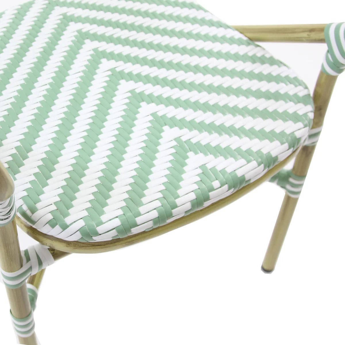 Feros Tango Bistrostuhl Rattan – Bambus-Weiß/Pastellgrün