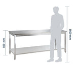 Edelstahl Arbeitstisch Basic 16x6 mit Grundboden, zur Selbstmontage