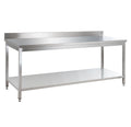 Edelstahl Arbeitstisch Basic 20x6 mit Grundboden und Aufkantung, zur Selbstmontage