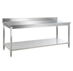 Edelstahl Arbeitstisch Basic 18x6 mit Grundboden und Aufkantung, zur Selbstmontage