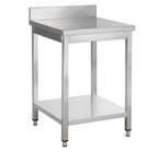 Edelstahl Arbeitstisch Basic 6x6 mit Grundboden und Aufkantung, zur Selbstmontage
