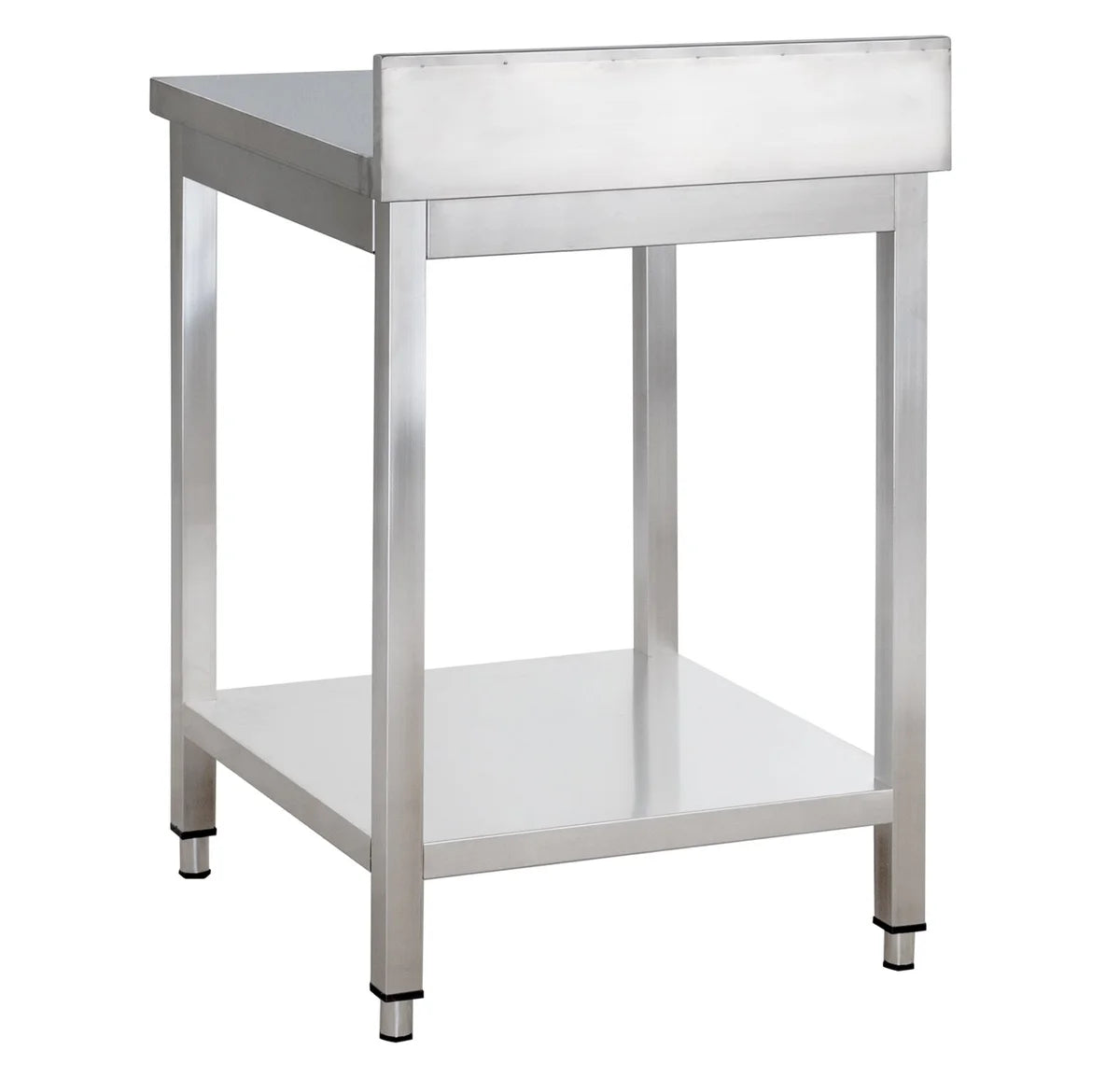 Edelstahl Arbeitstisch Basic 6x6 mit Grundboden und Aufkantung