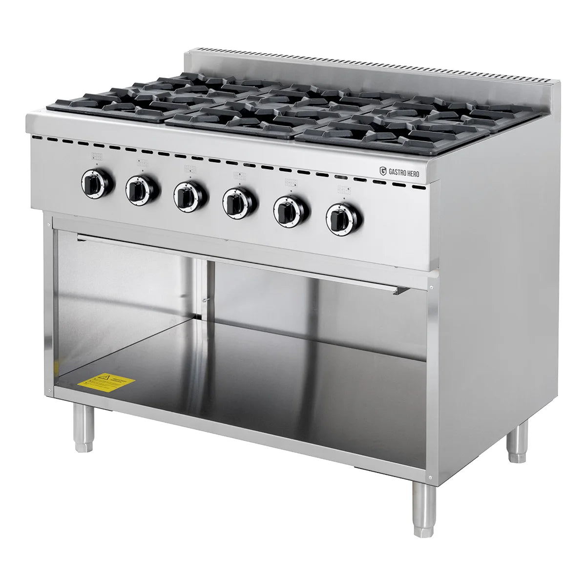 Gasherd ECO mit offenem Unterbau - 43,2 kW - 6 Brenner